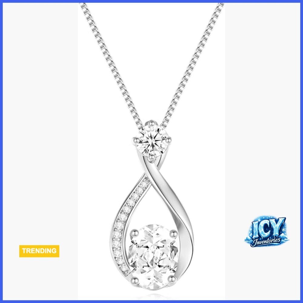 1.5CT Moissanite Infinity Pendant Necklace in S925 Sterling Silver